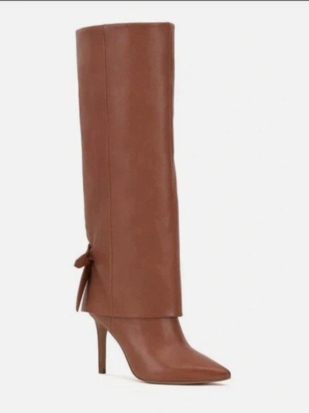Vince Camuto Kammitie Size 8 Foldover Knotted Back Strap Tall Dress Boots Maple